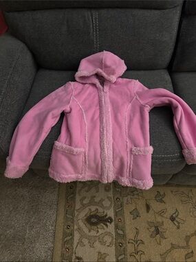 Mudd Light Pink Hooded Faux-Shearling Trim Puffer Jacket